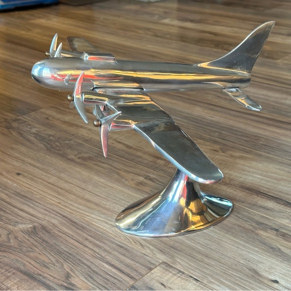 Large B17 Bomber Airplane Aircraft Stand Model 23” Aluminum Chrome WWII Boeing